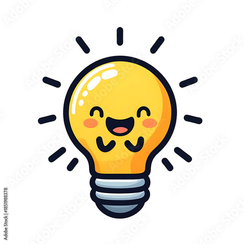 Smiling Cartoon Light Bulb Character Illustration