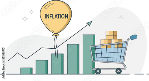Inflation Concept Geometric Vector Balloon Rising