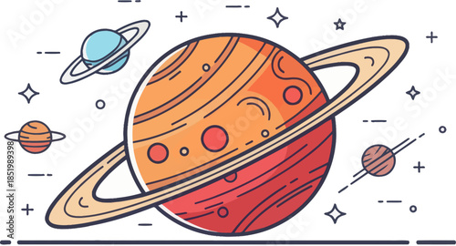 Minimalist Mars Planet Icon Vector Flat Design