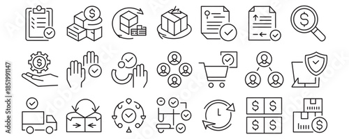 Business icons for finance, commerce, and industry