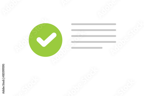 Notification message box with a green checkmark indicating successful completion isolated on transparent background