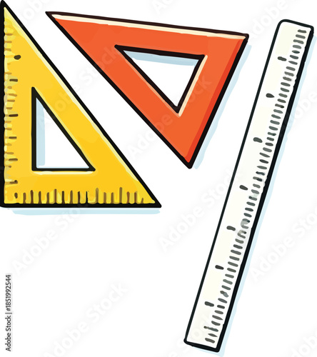 Cartoon Triangle Rulers and Ruler Math Tools