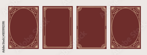 Modern poster golden frame, frame art deco minimalism, geometric rectangle minimalist line vintage, contemporary art deco border,