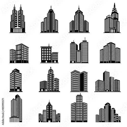 Modern Skyscrapers Silhouette Vector Collection in Various Architectural Designs