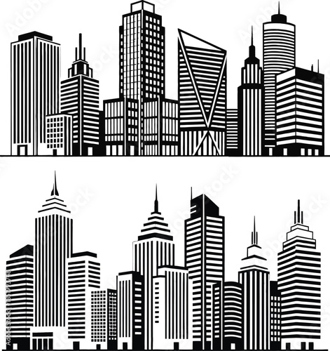 Modern Skyscrapers Silhouette Vector Collection in Various Architectural Designs