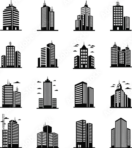 Modern Skyscrapers Silhouette Vector Collection in Various Architectural Designs