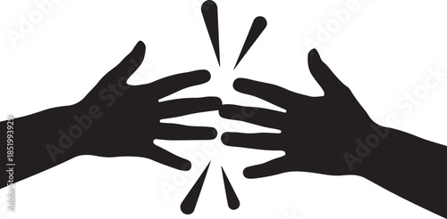 High five silhouette illustration celebrating teamwork and slap day