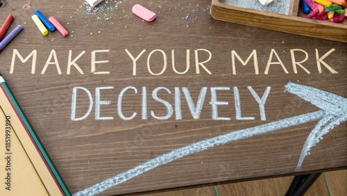 Chalkboard with handwritten message encouraging decisive action.