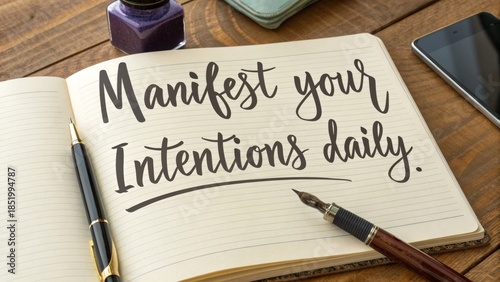 Close-up of a handwritten message about daily intentions