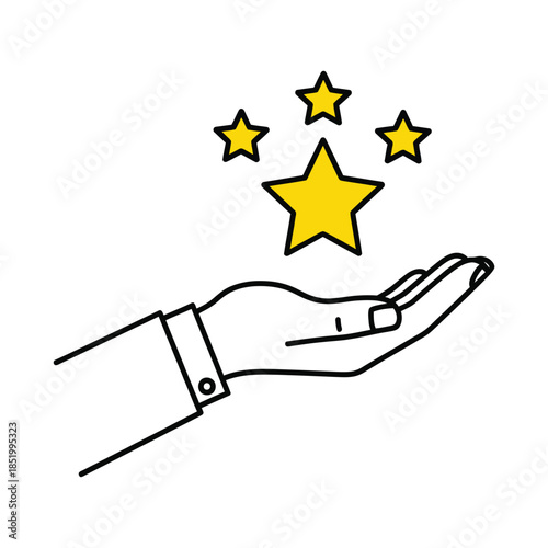 Hand reaching for stars symbolizing success and achievement