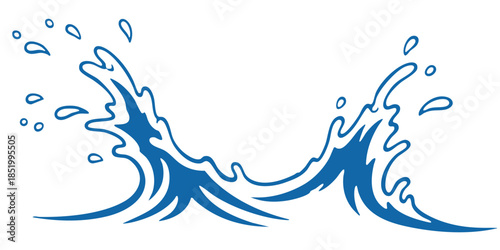 Fresh water splash and wave silhouette for beverage packaging design