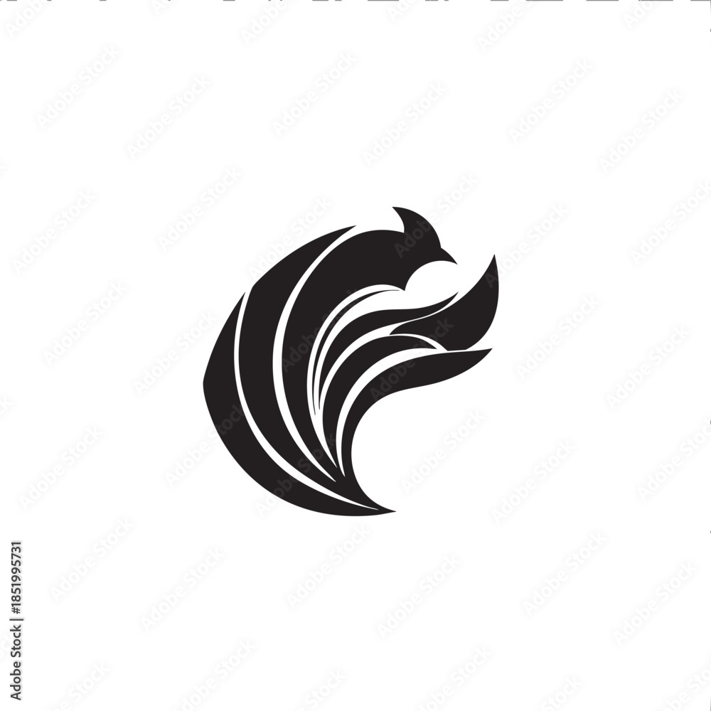 Obraz premium Stylized abstract graphic design featuring flowing black shapes against a white background