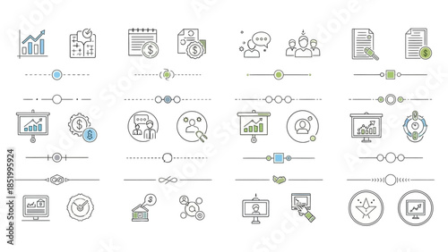 Business Infographic Elements with Data Analytics Line Icons