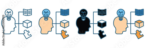 Multicolor development vector icon set illustrating business growth, knowledge, performance improvement, and workflow development. and corporate