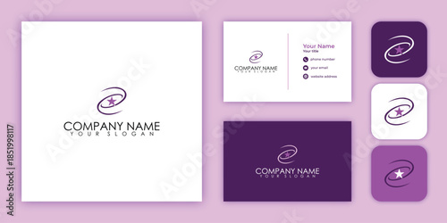 Abstract Orbital Eye Logo Design with Business Card and App Icon Branding.