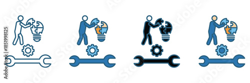 Multicolor development vector icon set illustrating business growth, skills, performance improvement, and workflow development. and corporate