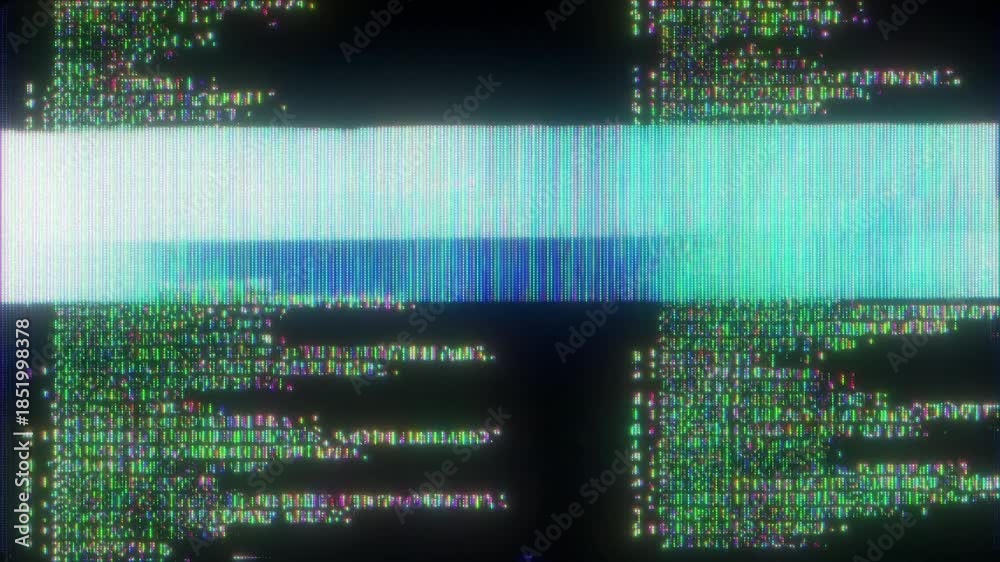 4K Green Digital Hacking Code Glitch Transition with Scrolling Text ...