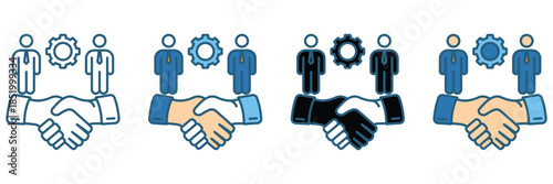 Multicolor development vector icon set illustrating business growth, Partnership ,organization, performance improvement, and workflow development. and corporate