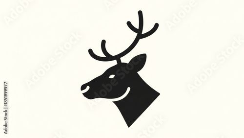 Black silhouette of a deer head with antlers on a white background, simple animal icon