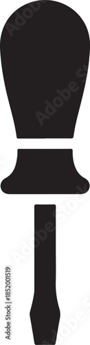 A close-up of a flat-head screwdriver isolated on a white background from a straightforward viewpoint