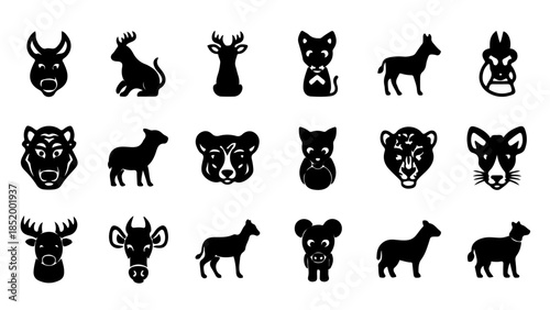 Collection of various animal silhouettes on a white background