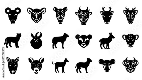 A collection of various animal silhouettes and illustrations displayed against a white background from a straightforward viewpoint