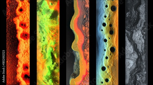 Dynamic study of metal solidification phases highlighting surface texture evolution and thermal conductivity via infrared visualization.
