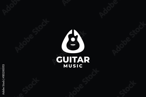 Guitar music  simple logo design
