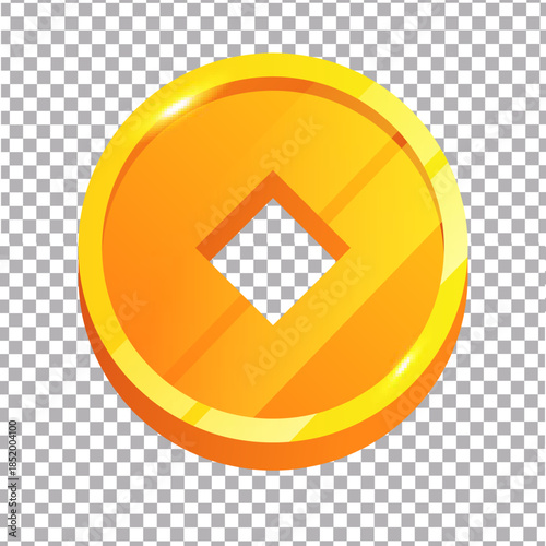 Traditional Chinese lucky gold coin for fortune and wealth