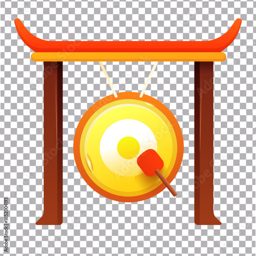 Traditional Indonesian Bedug or Chinese Gong instrument illustration
