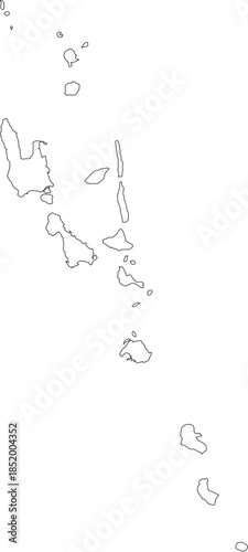 Vanuatu Islands Map Stroke Outline Oceania Design Vector