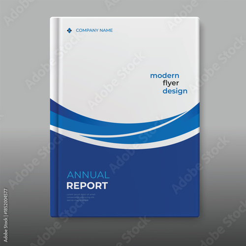 Modern business blue annual report cover book template flyer design