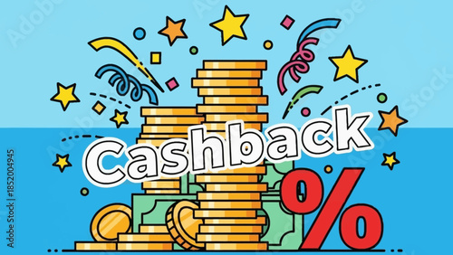 Vibrant Stacks of Cash with a Percent Sign Celebrating Finance and Savings.