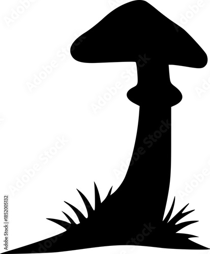 Simple Mushroom Silhouette Icon Minimal Nature Vector