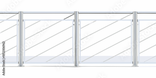 Modern metal railing system with transparent glass panels a sleek design