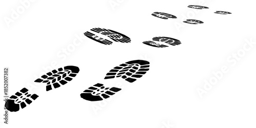 footprint shoe sole tracking path on transparent background, shoe footprint path vector illustration