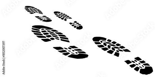 footprint shoe sole tracking path on transparent background, shoe footprint path vector illustration