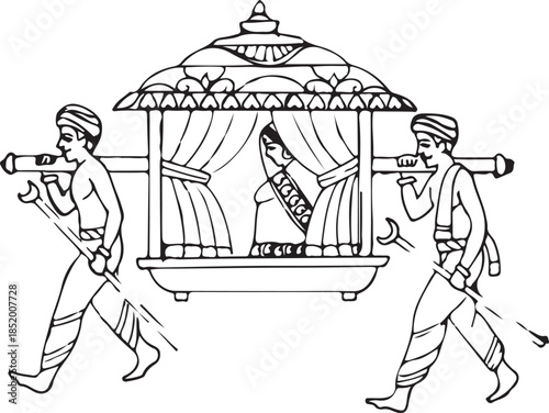 A fun cartoon vector illustration of a girl drawing a sketch of people in a cafe while wearing sport clothing