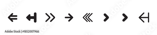 Set of various left and right arrow icons illustrating movement in opposite directions for contrast