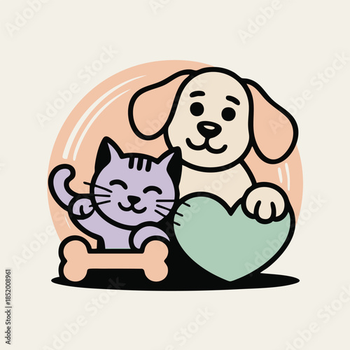 Cat and Dog hotel in pastel Logo