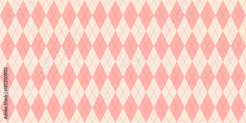 Circus carnival pink and beige vintage seamless pattern. Soft harlequin rhombus background. Wrapping texture backdrop with diamond shape pattern. Tablecloth fabric. Vector illustration