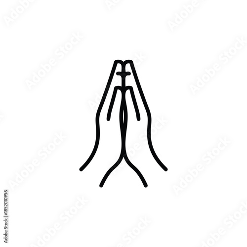 Simple line drawing depicting praying hands in a minimalist style