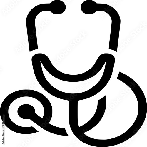 Medical Icon: A meticulously crafted, minimalist icon of a stethoscope, symbolizing healthcare, medicine, and wellness. The bold lines create a strong visual impact.