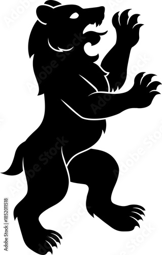 Photography A heraldry coat of arms crest style rearing heraldic bear standing on hind legs