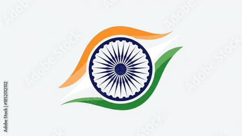 Indian flag waving with ashoka chakra emblem on a white background, symbolizing national pride