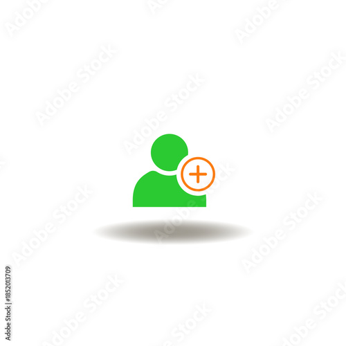 Vector illustration of user and plus sign. Symbol of user account registration.