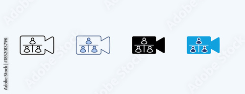 Virtual Meeting Multiple Icon Illustration Vector