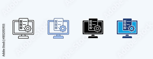 Online Workflow Multiple Icon Illustration Vector