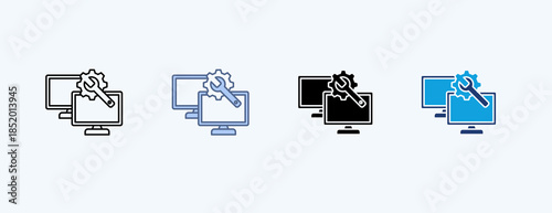 Remote Support Multiple Icon Illustration Vector