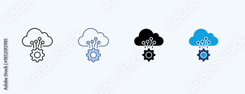 Cloud Computing Multiple Icon Illustration Vector
